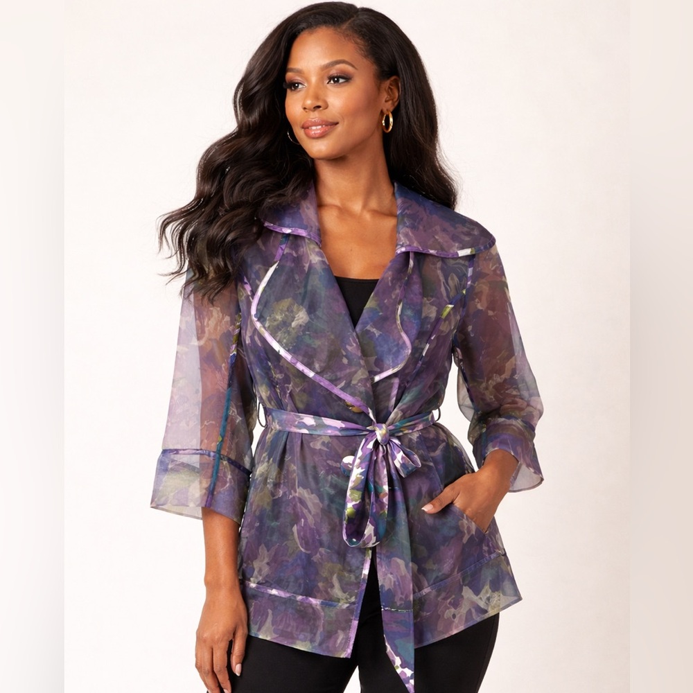 👒 BOUTIQUE 👒 NWT - Jerry T Sheer Floral Kimono Blazer